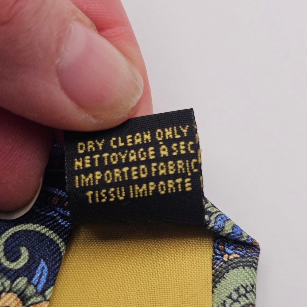 Ben Silver Silk Tie Navy Yellow Floral Paisley Academia Preppy Luxury Business - Picture 4 of 10